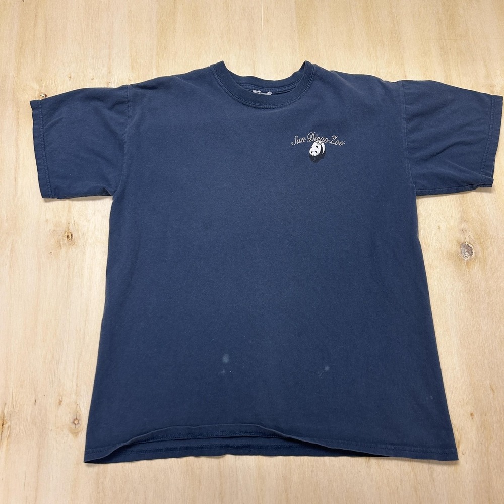 San Diego Zoo Panda Shirt Mens Large Blue Giant Panda Graphic Tee T-Shirt